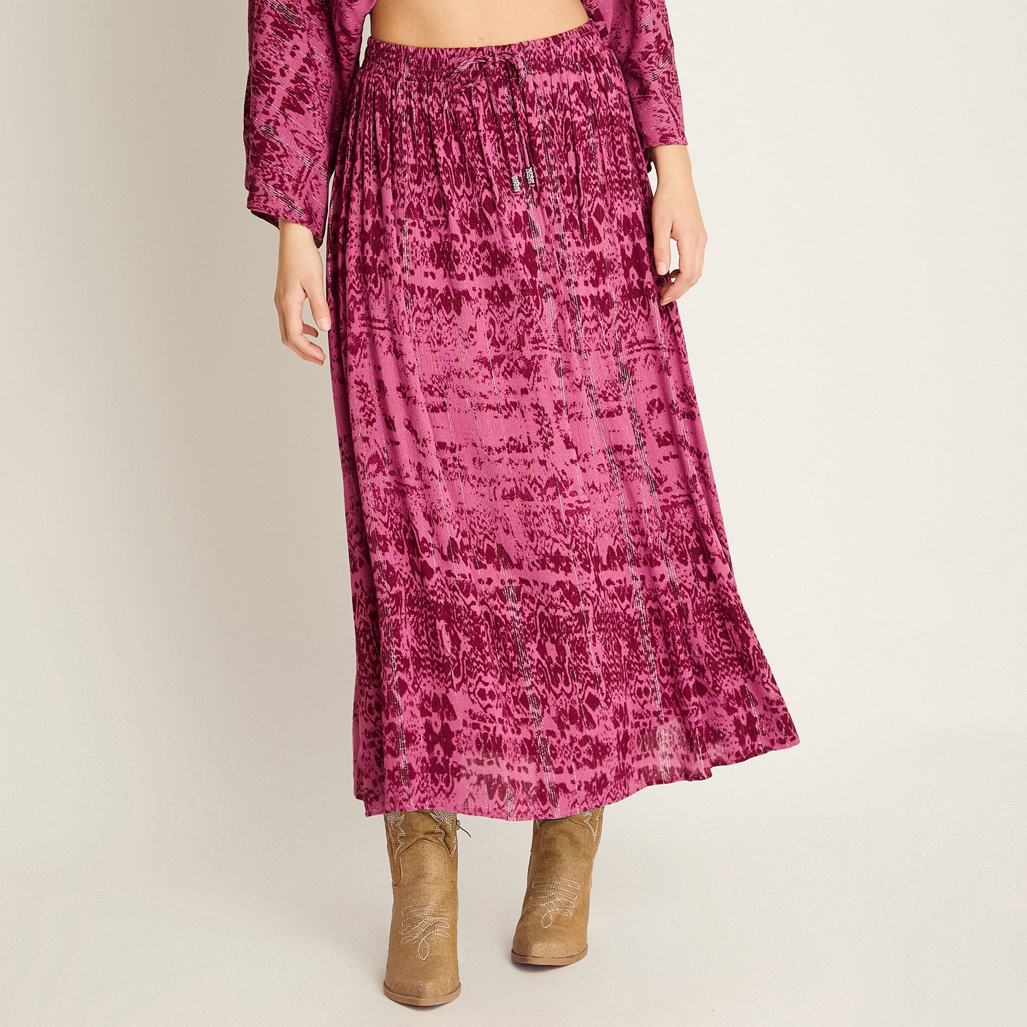 Falda Lila Maxi Estampado Boho